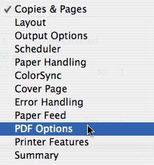 copies & pages pop-up menu