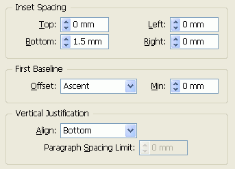 text frame options