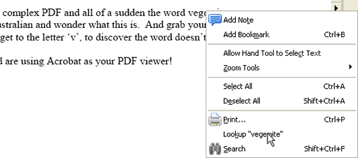 Access the dictionary from your PDF
