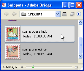 image: previewing snippets in adobe bridge