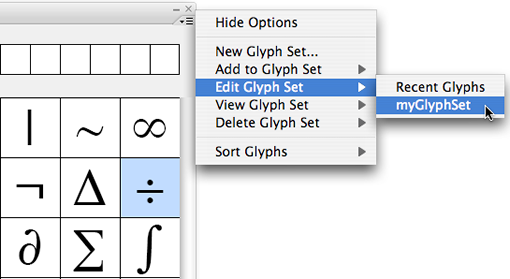 Edit Glyph Set