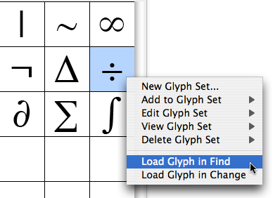 Load Glyph In Find Change