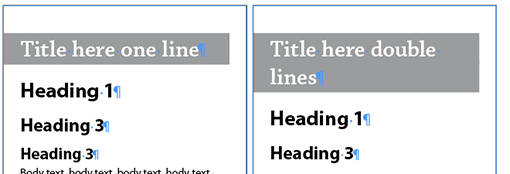 The result. Style now works with single and double line paragraphs.