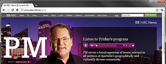 PM Listen to Friday's program web page view